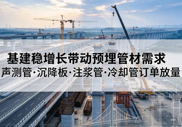 八公山基建稳增长带动预埋监测管材需求，声测管、沉降板、注浆管订单持续放量